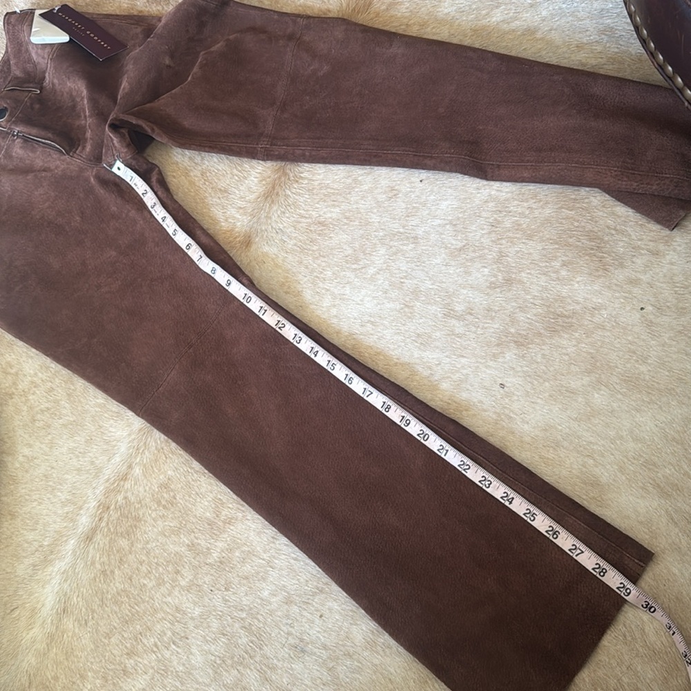 Brown genuine suede leather pants new with tags by Margaret Godfrey size 6 - Picture 14 of 16